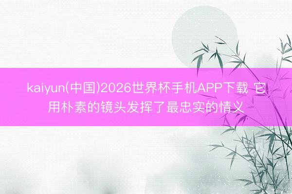 kaiyun(中国)2026世界杯手机APP下载 它用朴素的镜头发挥了最忠实的情义