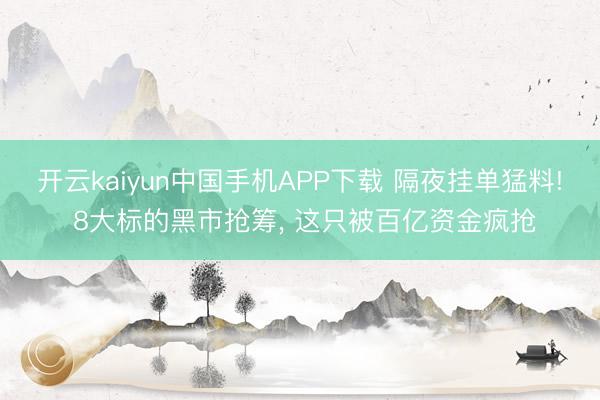 开云kaiyun中国手机APP下载 隔夜挂单猛料! 8大标的黑市抢筹, 这只被百亿资金疯抢