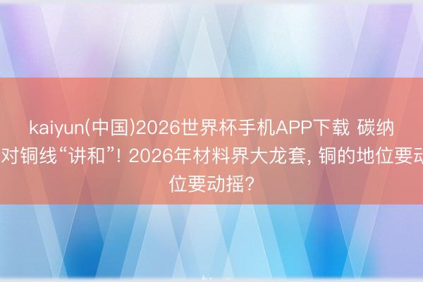 kaiyun(中国)2026世界杯手机APP下载 碳纳米管对铜线“讲和”! 2026年材料界大龙套, 铜的地位要动摇?