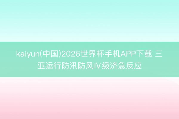 kaiyun(中国)2026世界杯手机APP下载 三亚运行防汛防风Ⅳ级济急反应