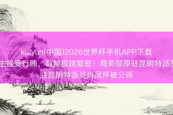 kaiyun(中国)2026世界杯手机APP下载 勾结他东说念主接受行贿，数额极端繁密！商务部原驻昆明特派员肖凤怀被公诉