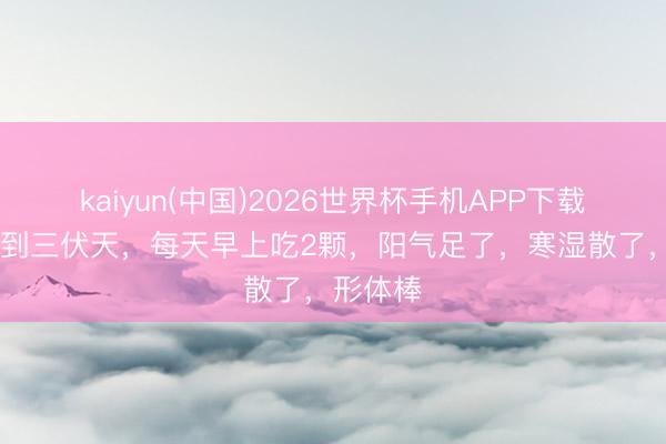 kaiyun(中国)2026世界杯手机APP下载 从小满到三伏天，每天早上吃2颗，阳气足了，寒湿散了，形体棒