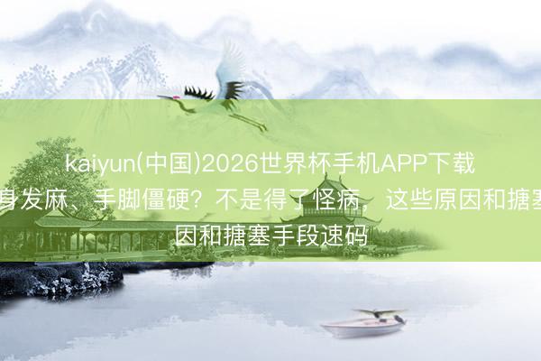 kaiyun(中国)2026世界杯手机APP下载 一忽儿全身发麻、手脚僵硬？不是得了怪病，这些原因和搪塞手段速码