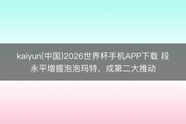 kaiyun(中国)2026世界杯手机APP下载 段永平增握泡泡玛特，成第二大推动